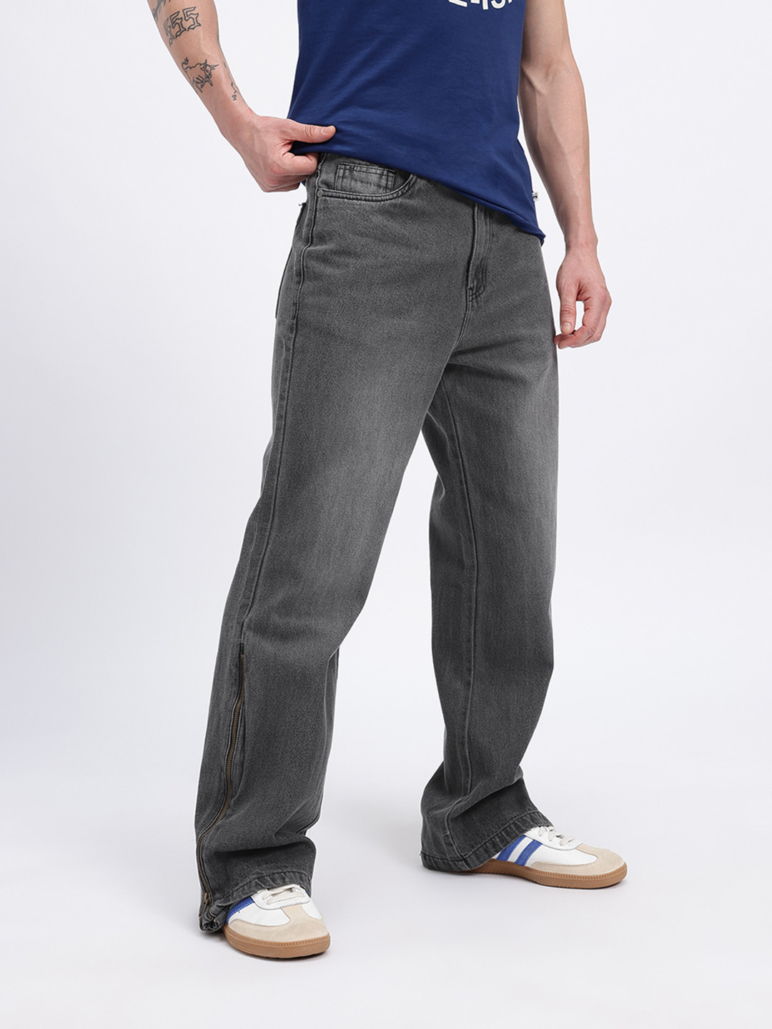 glitchez Men Side Zipper Bootcut Jeans