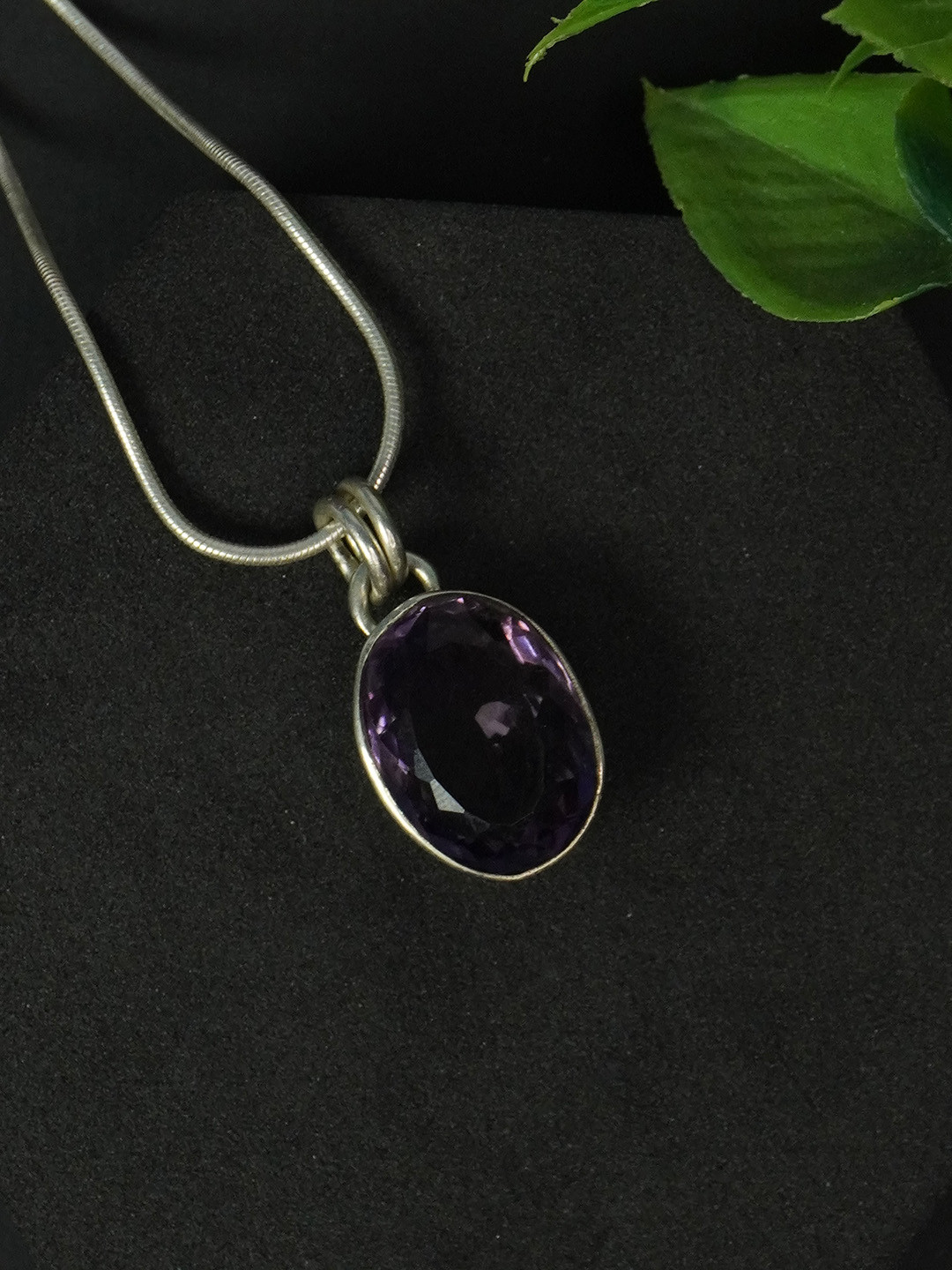 Love Rocks Silver Big Oval Amethyst Pendant