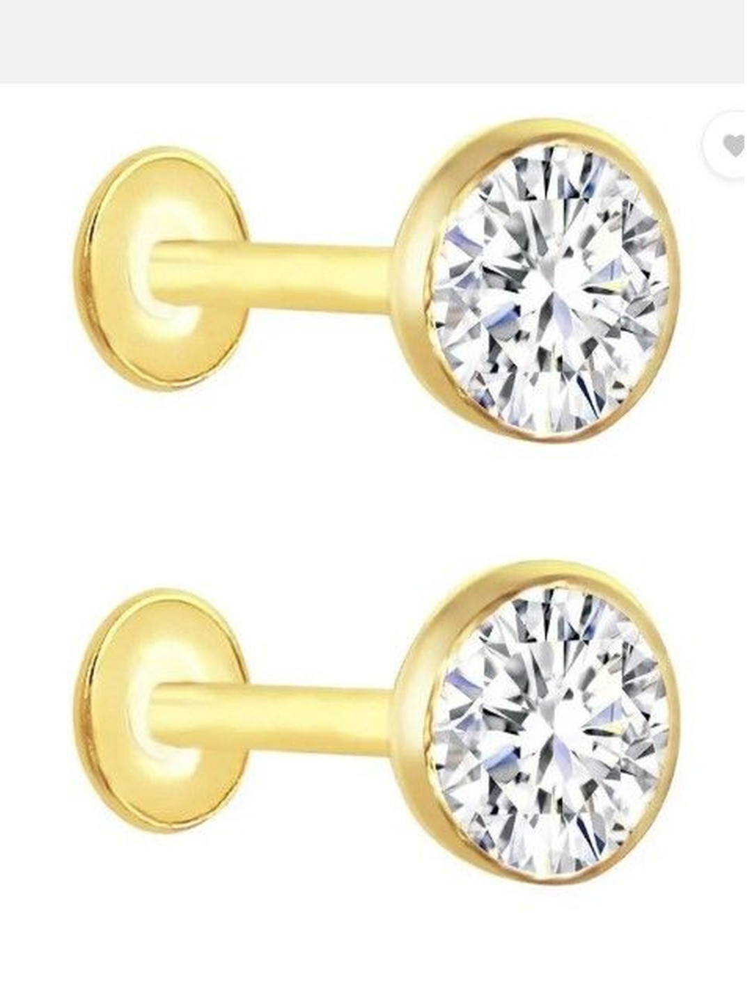 Paridhi Women Pack Of 2 Gold-Plated Cubic Zirconia Brass Stud Screw Nosepin