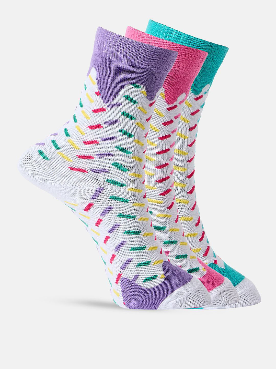 glitchez Women Pack of 3 Cotton Calf Length Socks