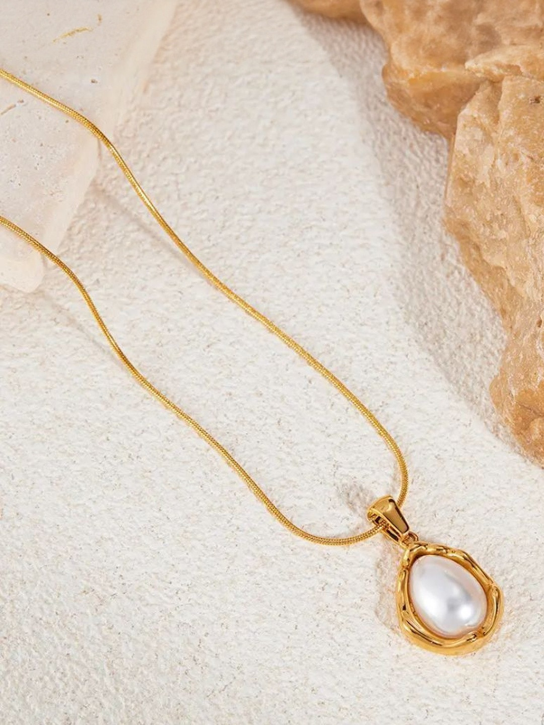 MILLER Gold-Plated Stainless Steel Artificial Stones & Beads Statement Necklace