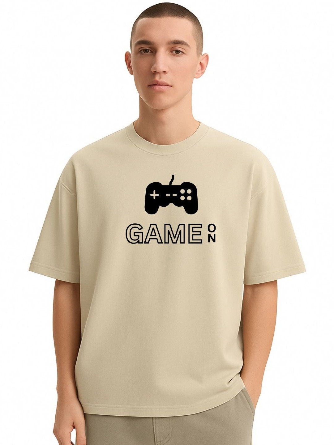 Fashnobic Men Dri-FIT Trendy Game On Printed Round Neck Cotton Oversized T-shirt