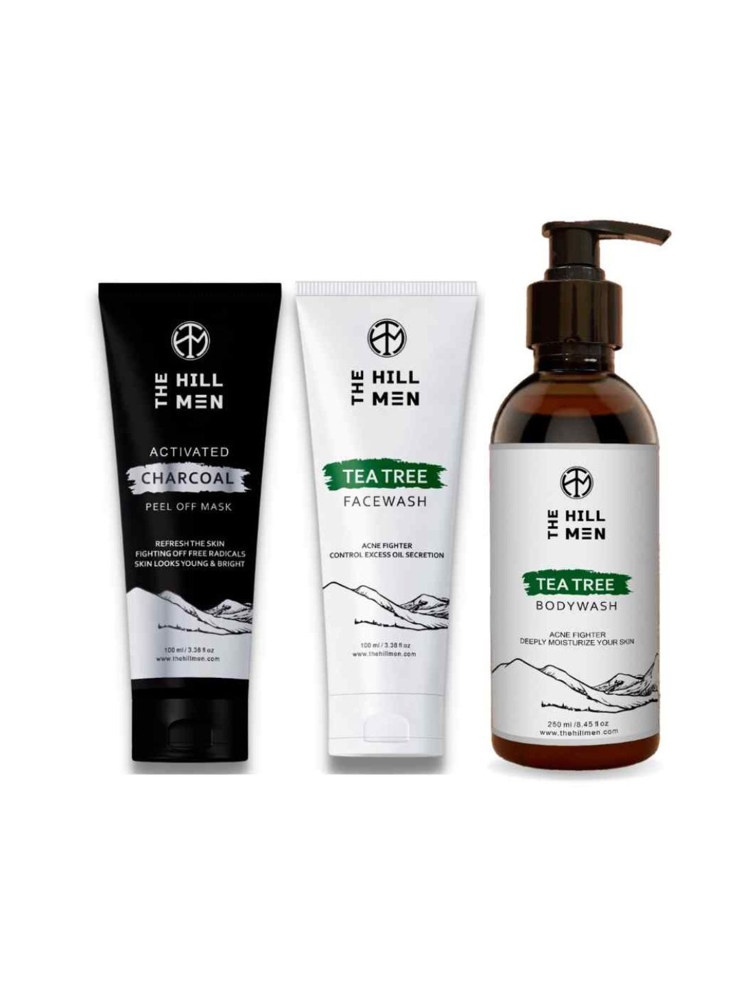 The Hill Men Set Of 3 Charcoal Peel Off Mask, Tea Tree Face Wash & Body Wash