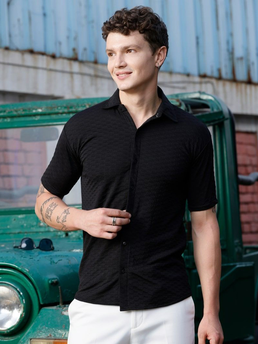 RAHI TRENDZ Regular Fit Textured Casual Shirt