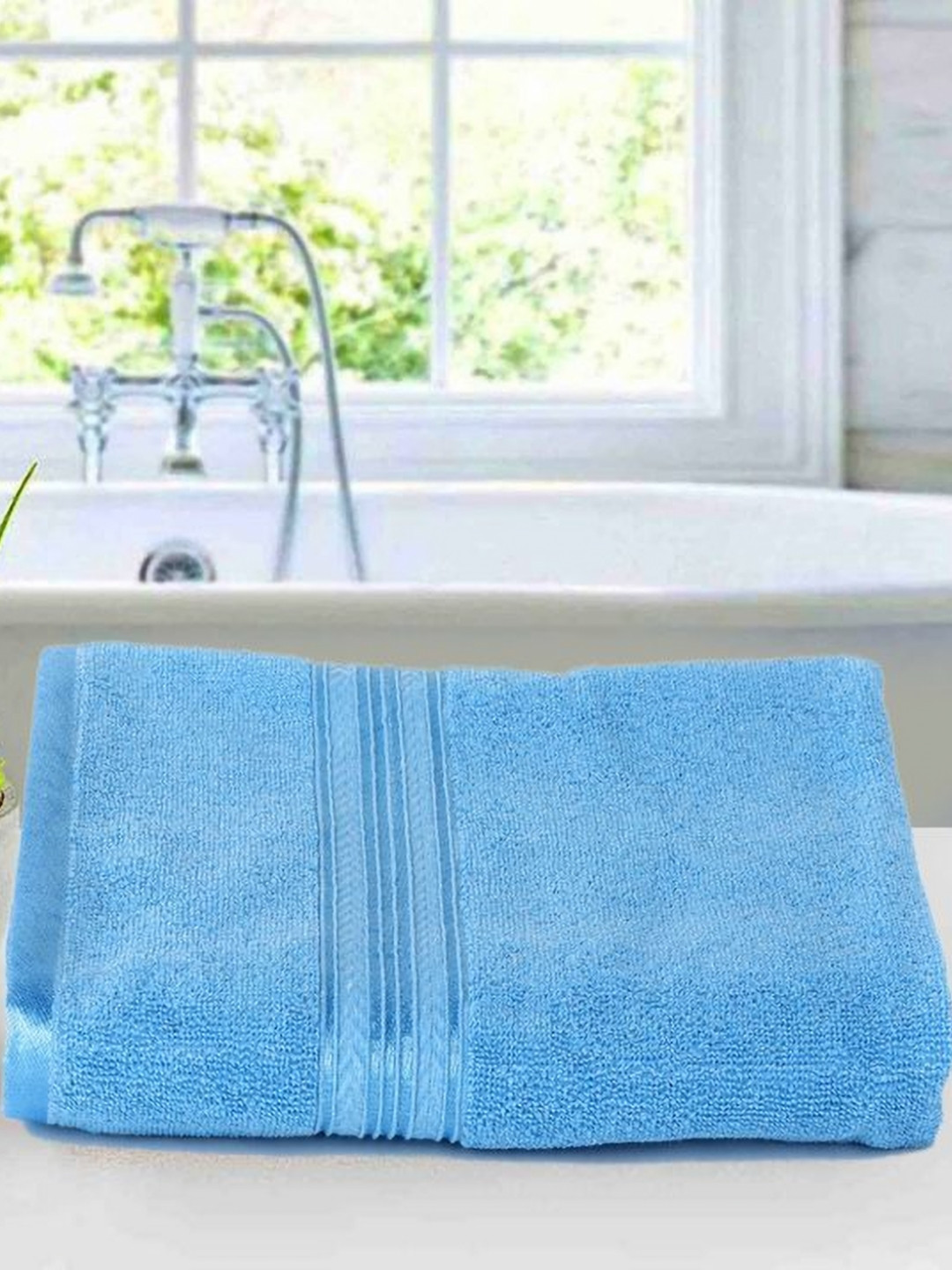Satisfyn Blue Pure Cotton 420 GSM Bath Towel