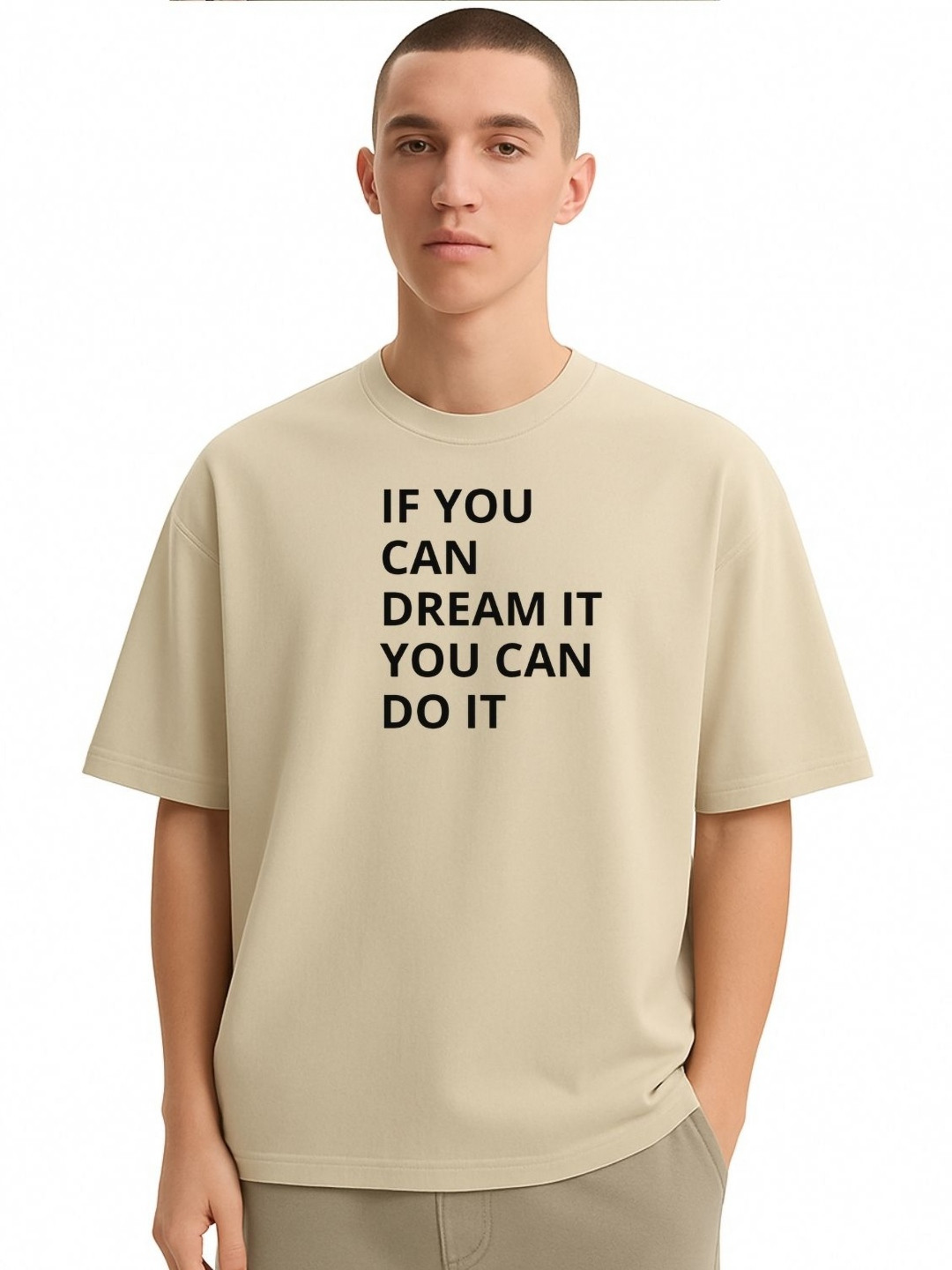 Fashnobic Men Dri-FIT Trendy If You Can Printed Round Neck Cotton Oversized T-shirt