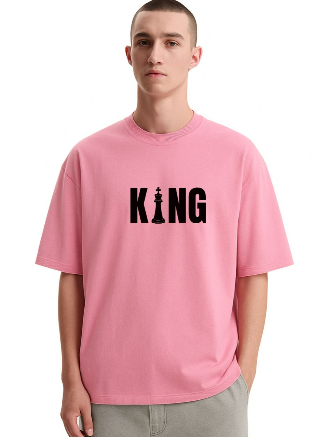 Fashnobic Men Relaxed Fit King Typography T-shirt