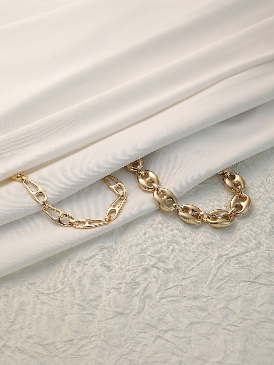 SOHI Set Of 2 Gold-Plated Industrial Link Statement Chains