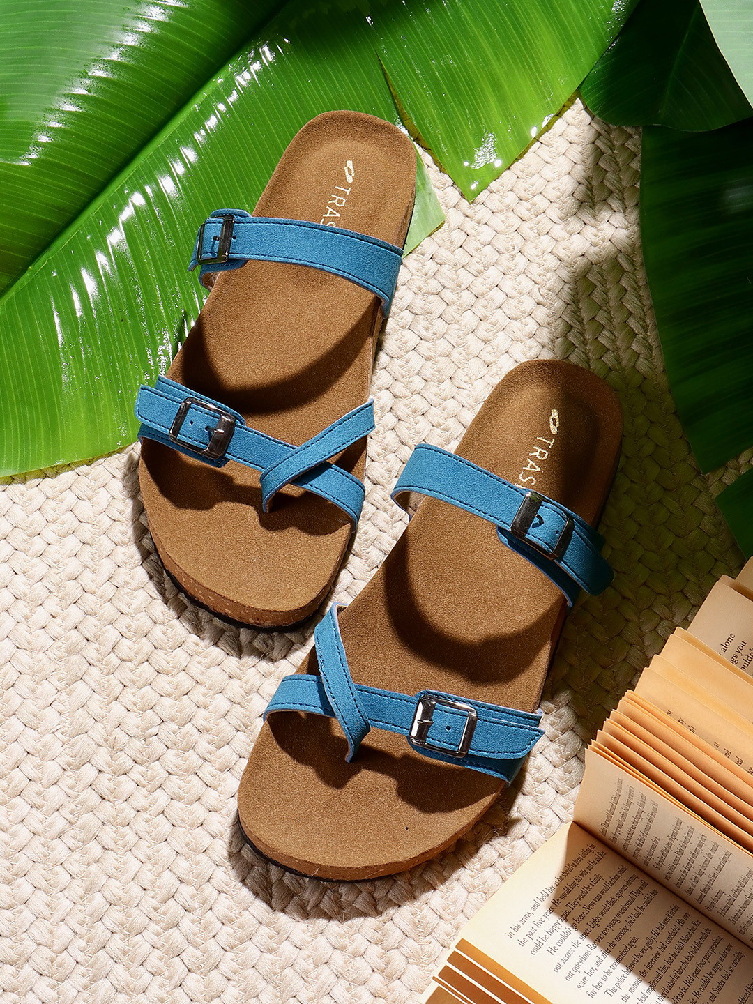 TRASE Women Open Toe Flats with Buckles