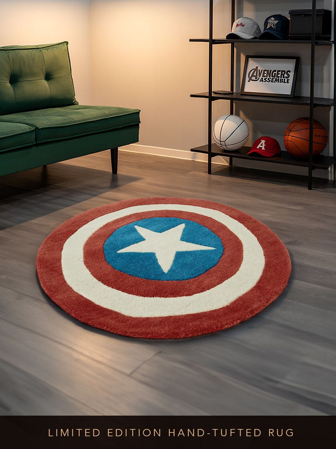 The Souled Store Captain America Shield Printed Wool Hand-Tufted Floor Mat