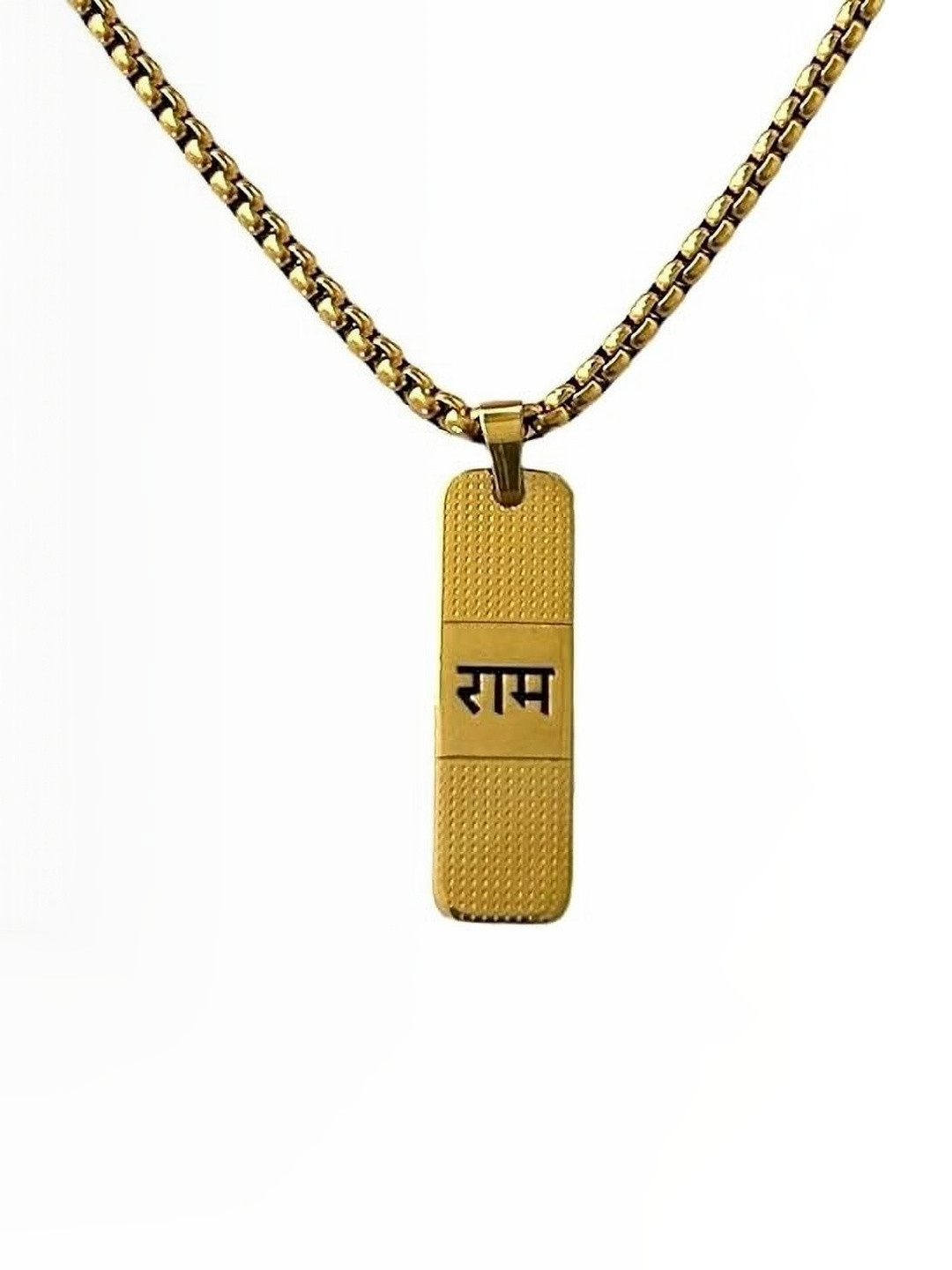 Cyan spritual Unisex Stainless Steel Square Shaped Pendant With Chain