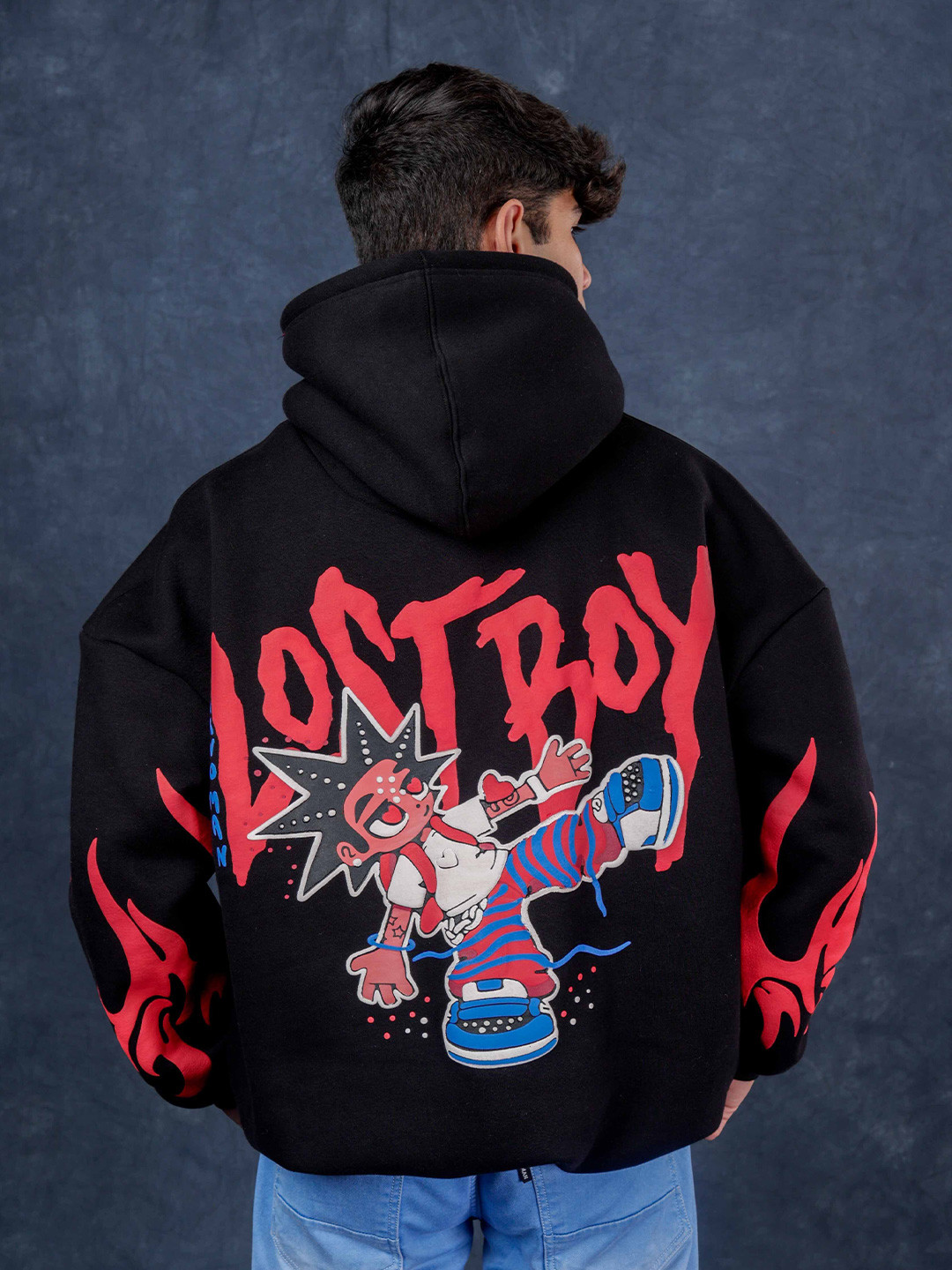 Fear No Man Men Anime Graphic Printed Hooded Long Sleeves Sweatshirt