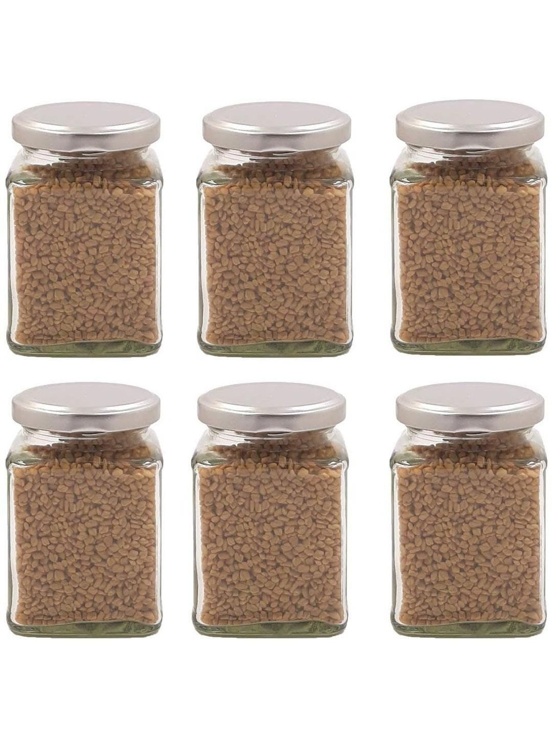 1st Time Pack Of 6 Versatile 250 Ml Capacity Transparent Glass Jar