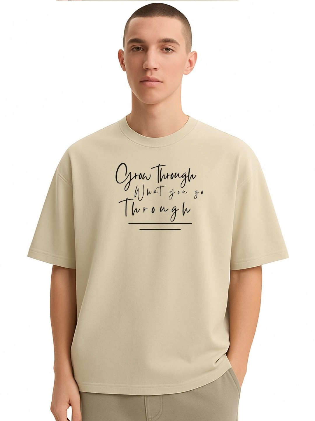 Fashnobic Men Dri-FIT Trendy Grow Through Printed Round Neck Cotton Oversized T-shirt