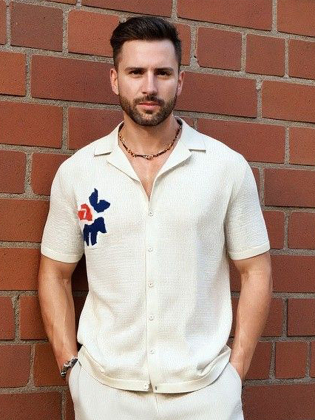 Mast & Harbour Men Self Design Embroidered Detail Casual Shirt