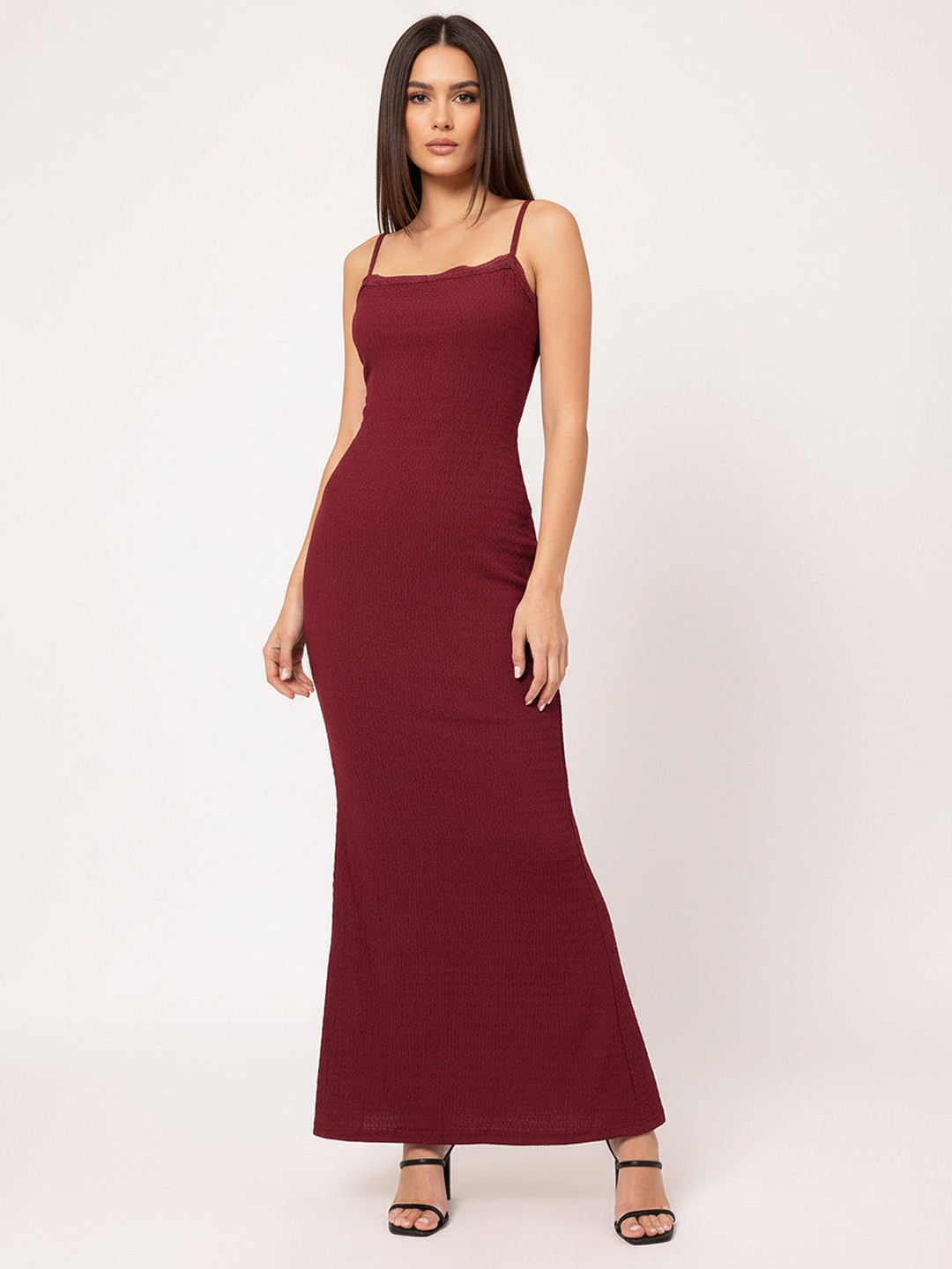 DressBerry Textured Luxe Lace Insert Maxi Dress