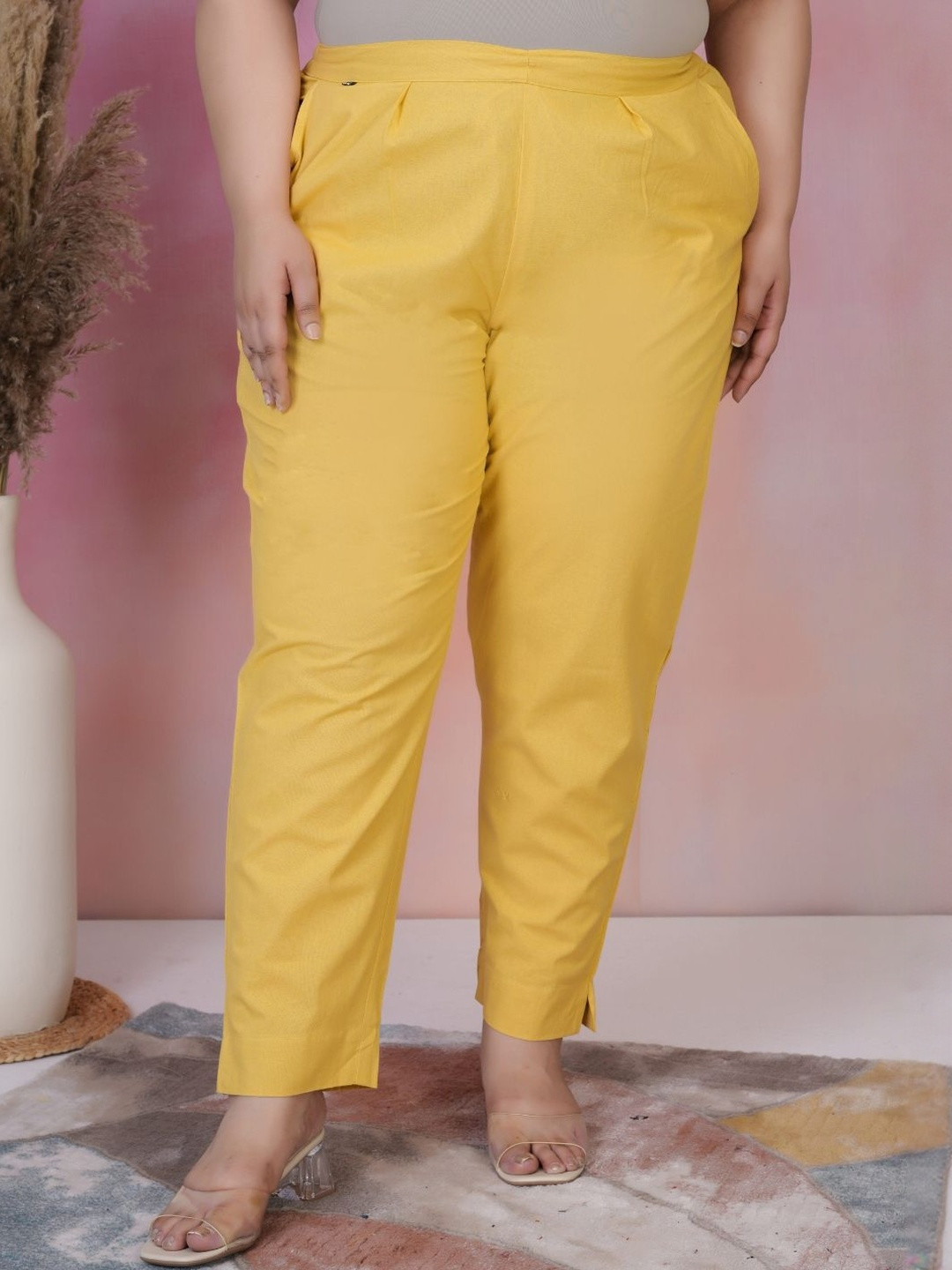 Moda Rapido Women Solid Cotton Mid-Rise Regular Fit Regular Trousers