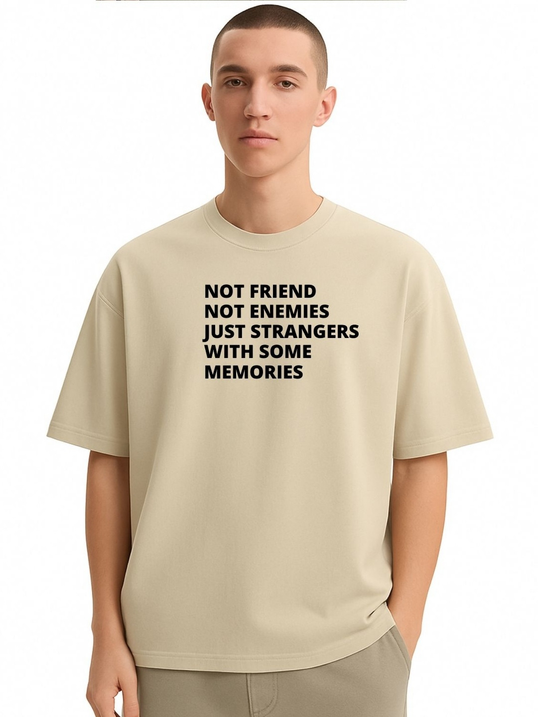 Fashnobic Men Dri-FIT Trendy Not Friend Printed Round Neck Cotton Oversized T-shirt