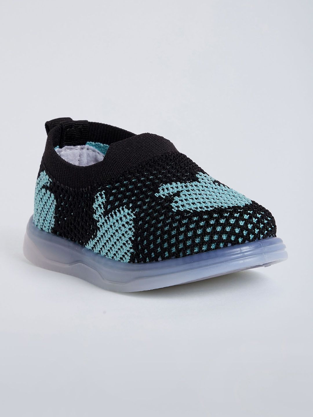 Hopscotch Kids Textured Round Toe Slip-On LED Mesh Casual Sneakers
