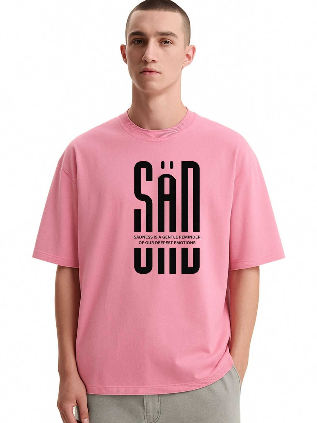 Fashnobic Men Dri-FIT Trendy More Empathy Printed Round Neck Cotton Oversized T-shirt