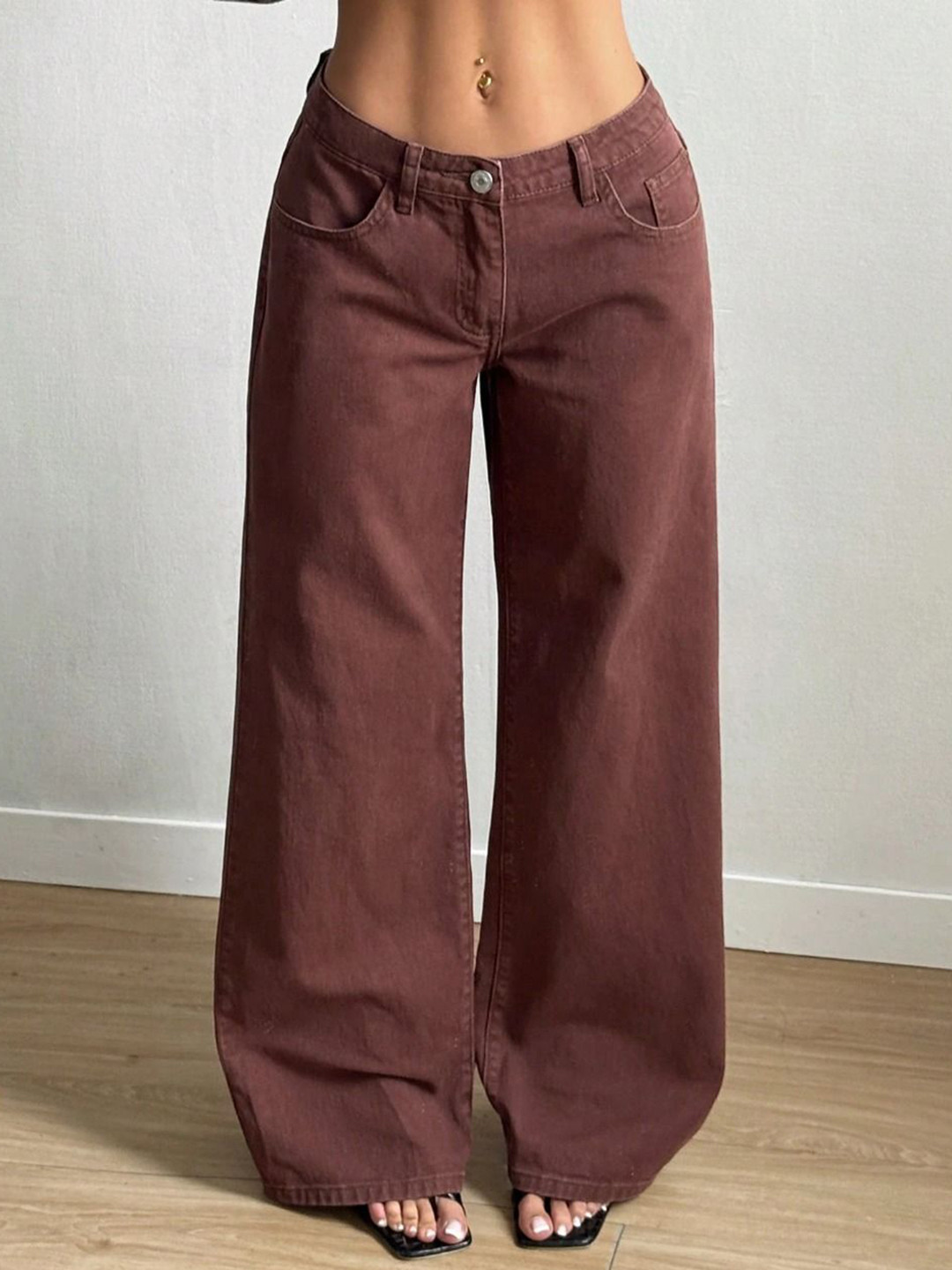 MWFASHION Women Wide Leg High-Rise Jeans