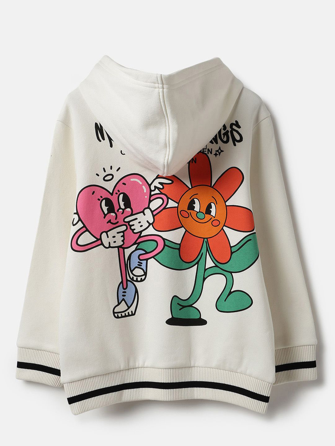 United Colors of Benetton Boys Graphic Printed Hooded Doodle Long Sleeves Sweatshirt