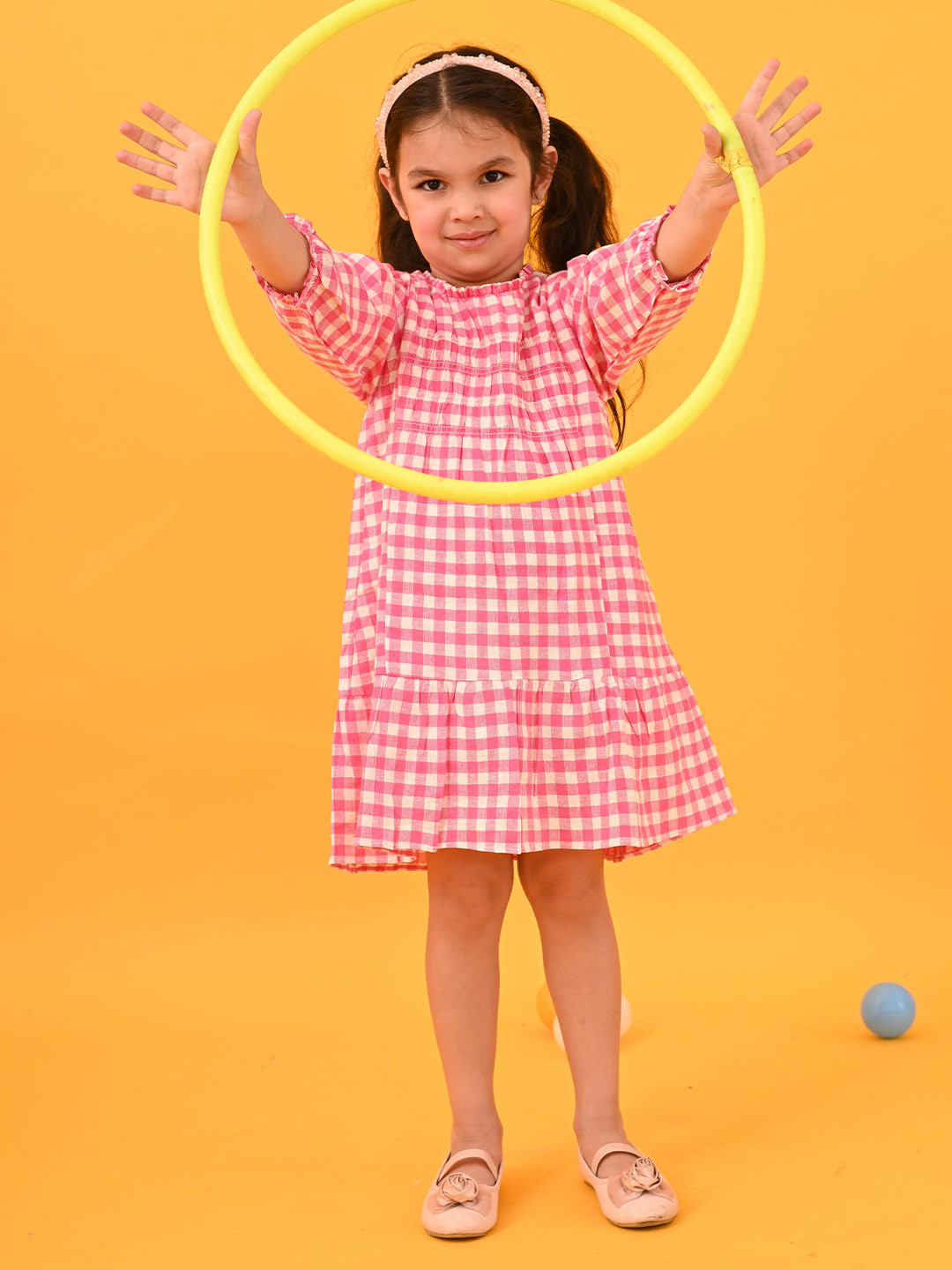 Puddle Fashion Girls Checked A-Line Dress