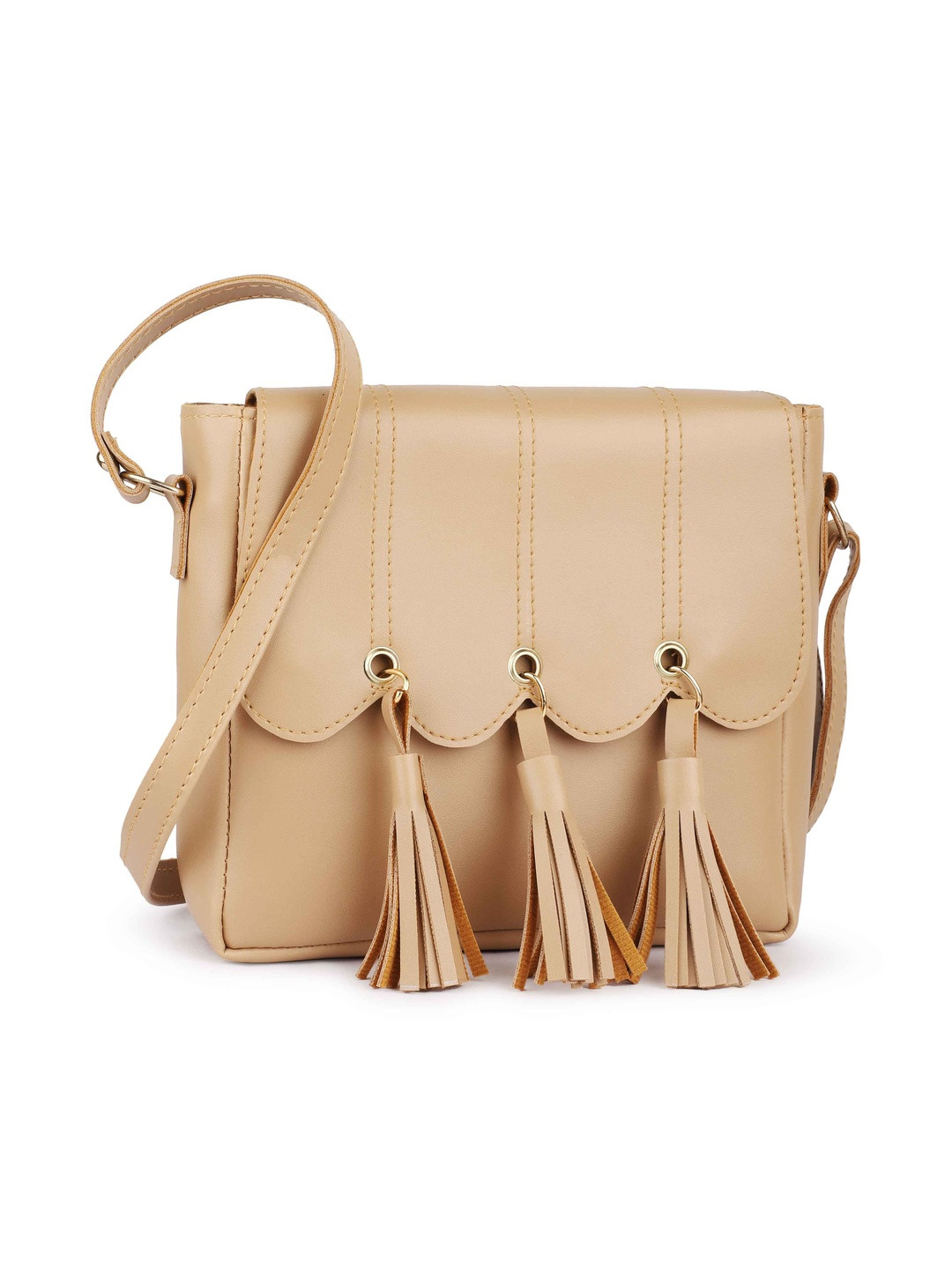 SHAMRIZ Women Cream Color Tassel Sling Bag