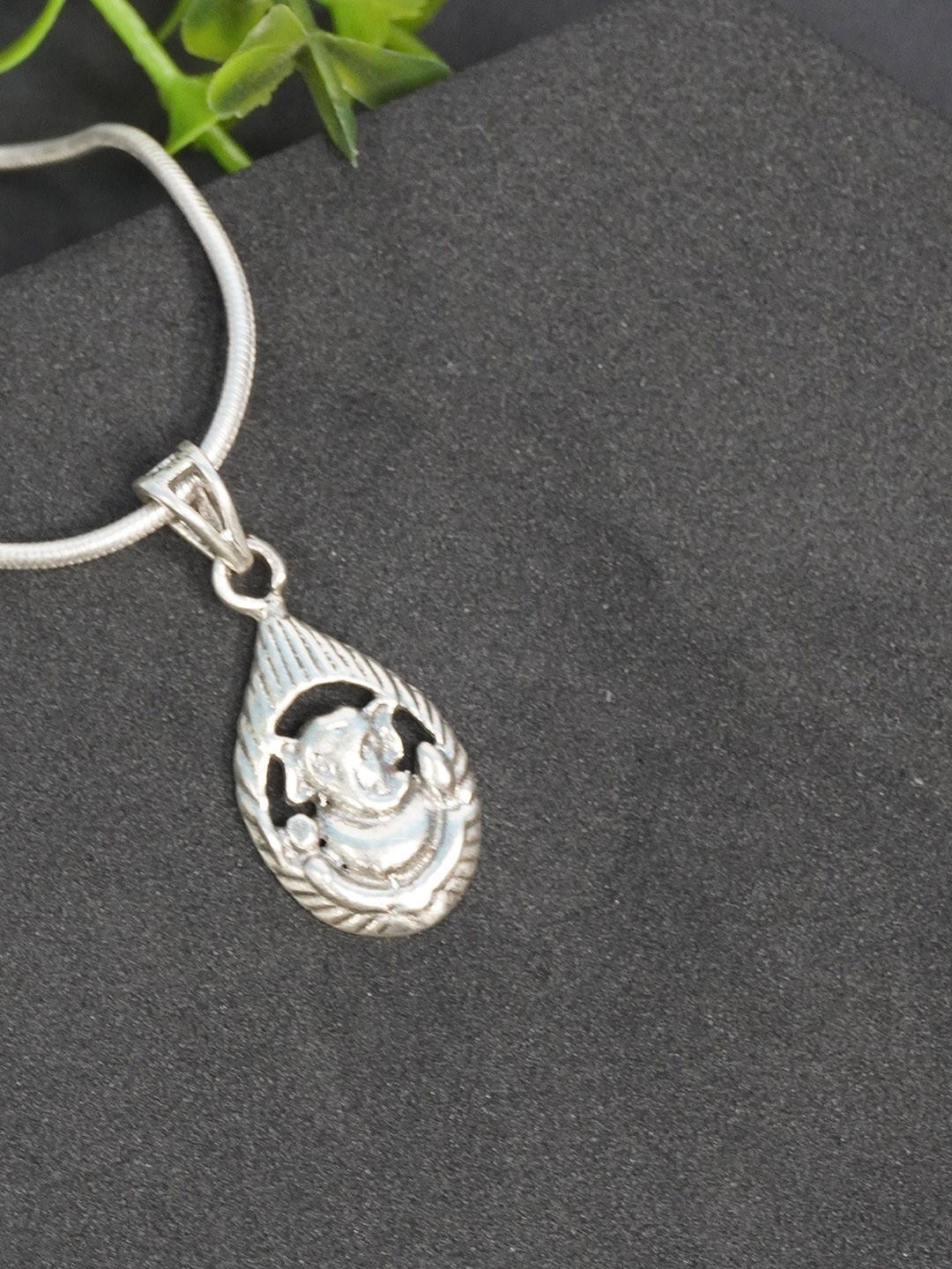 Love Rocks Pure Silver Ganesha Drop Pendant