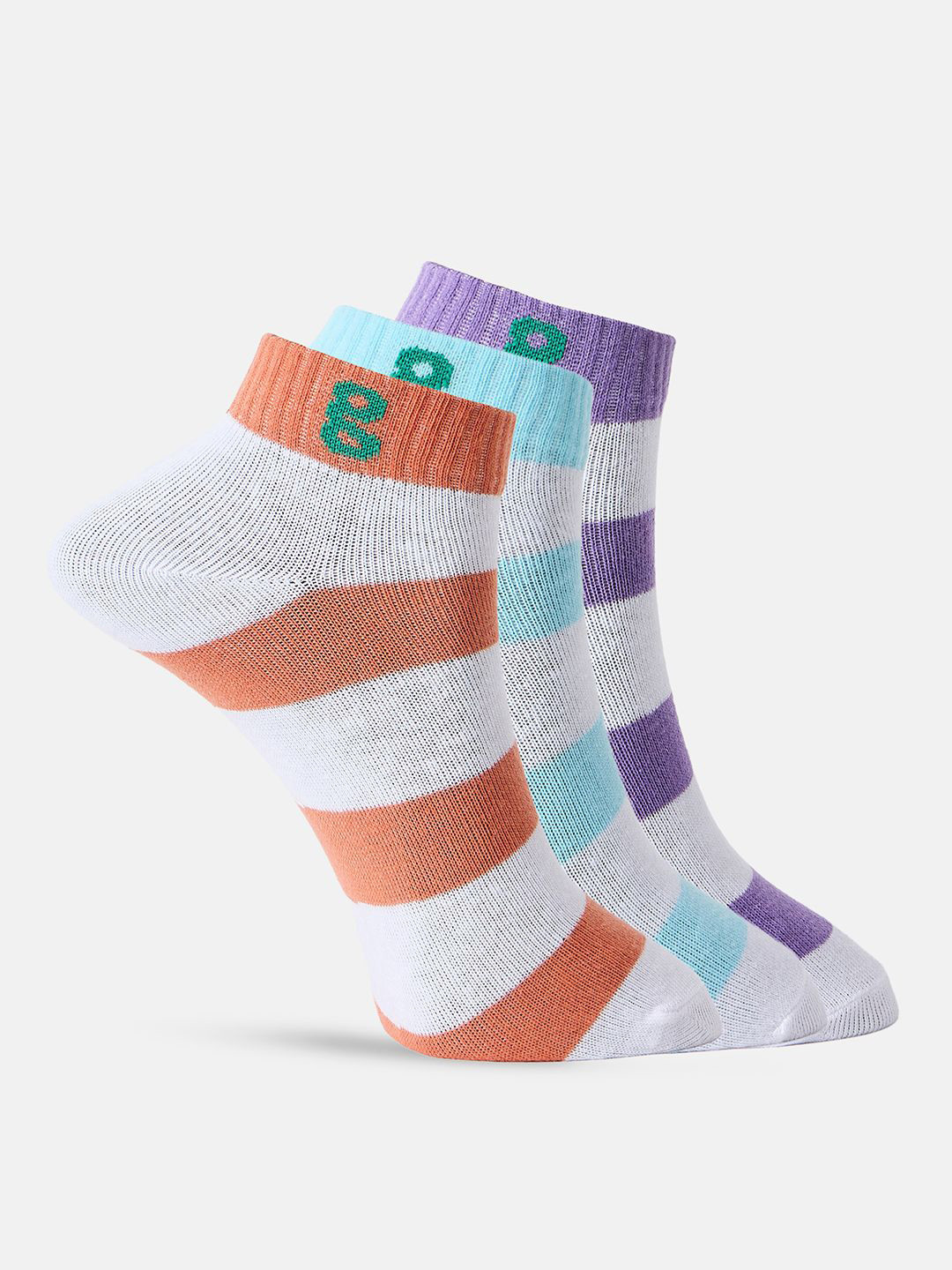 glitchez Women Pack of 3 Cotton Ankle Length Socks