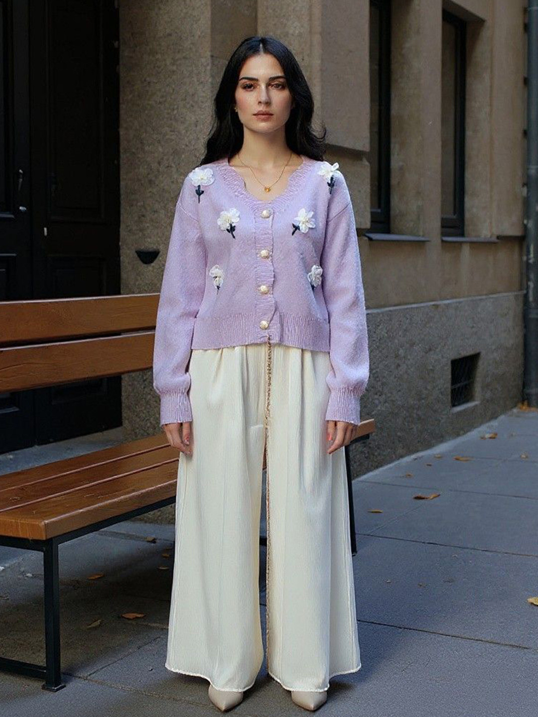 Mast & Harbour Women Purple Polyester Solid Long Sleeves Sweaters