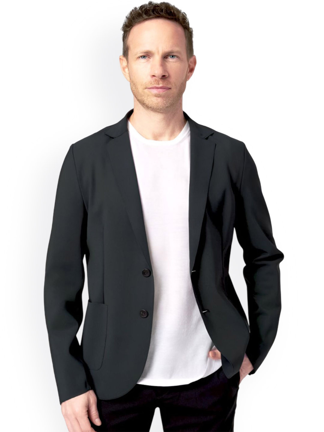 Rajatextile Notched Lapel Single-Breasted Cotton Blazer