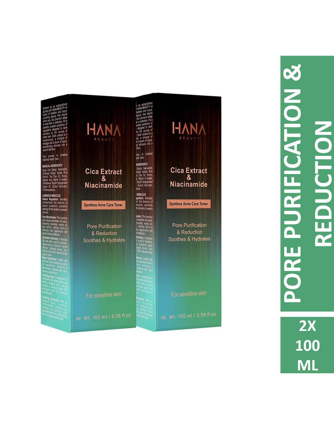 Hana Beauty Set Of 2 Cica Extract & Niacinamide Spotless Acne Care Toner- 100 ml Each