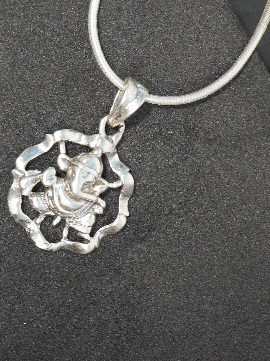 Love Rocks Sacred Silver Ganesha Floral Pendant