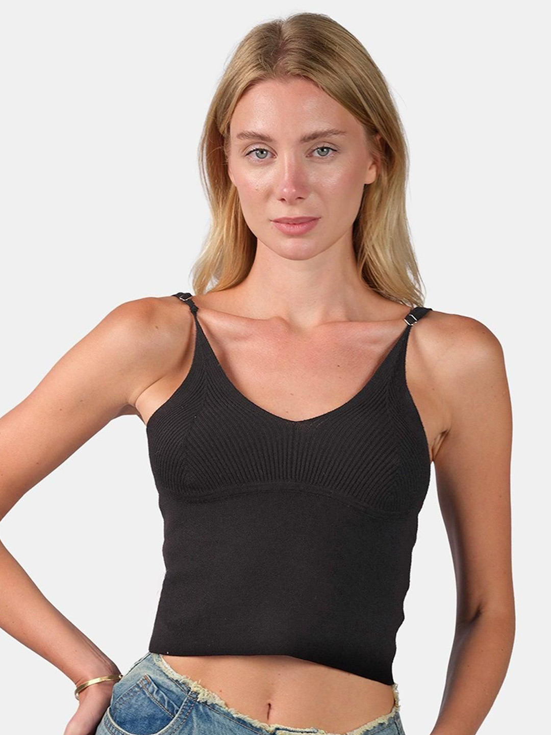 Virgio Ariey V-Neck Slim Fit Strappy Knit Camisole