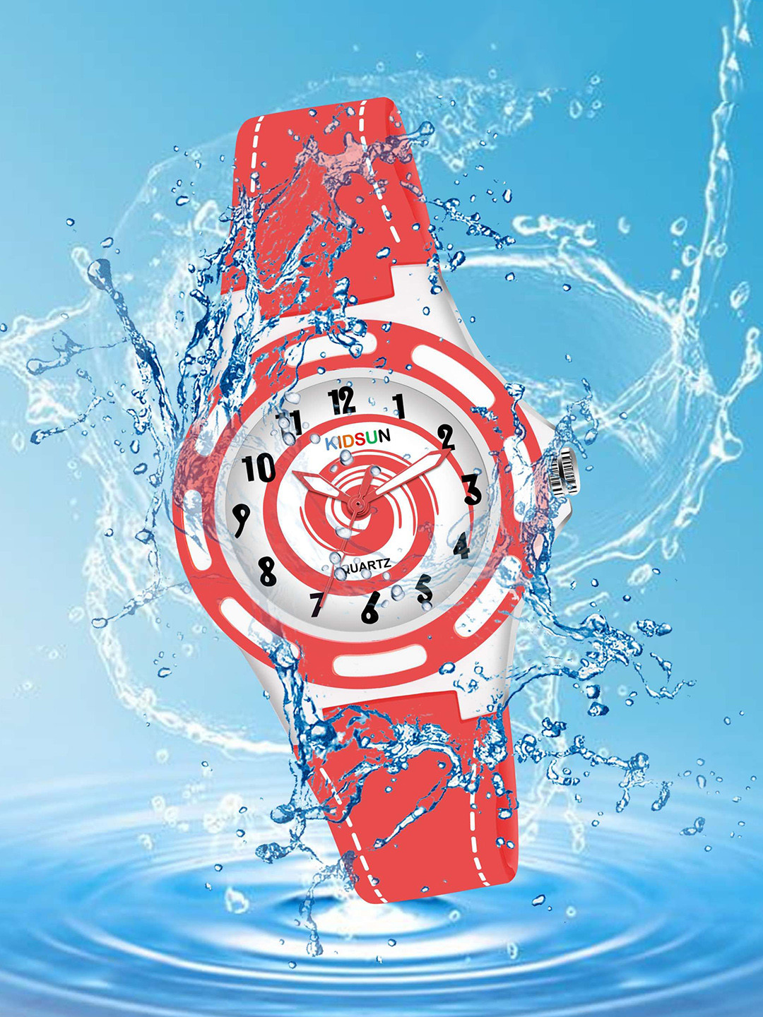 KIDSUN Kids Round Dial & Straps Analogue Multi Function Watch 902_RED_RED