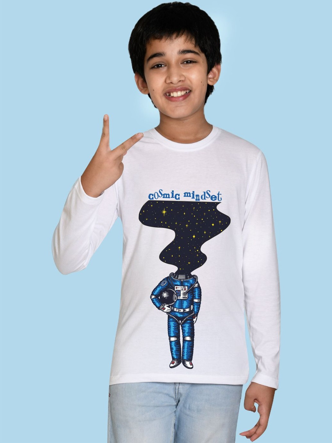 NUSYL Boys Cosmic Mindset Theme Printed Round Neck Full Sleeve Tshirts