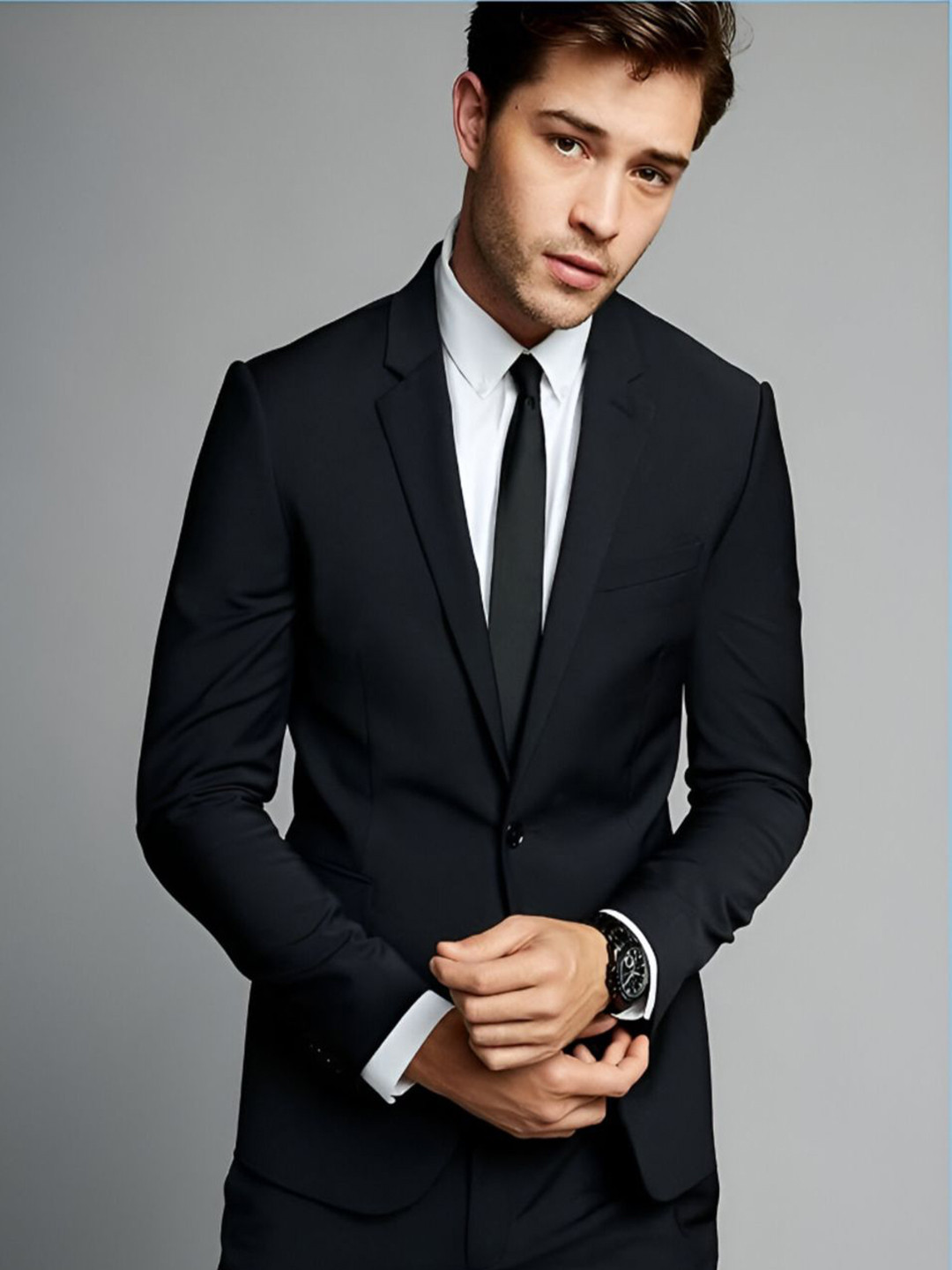 SHIVSHAKTI Notched Lapel Single Breasted Cotton Blazer