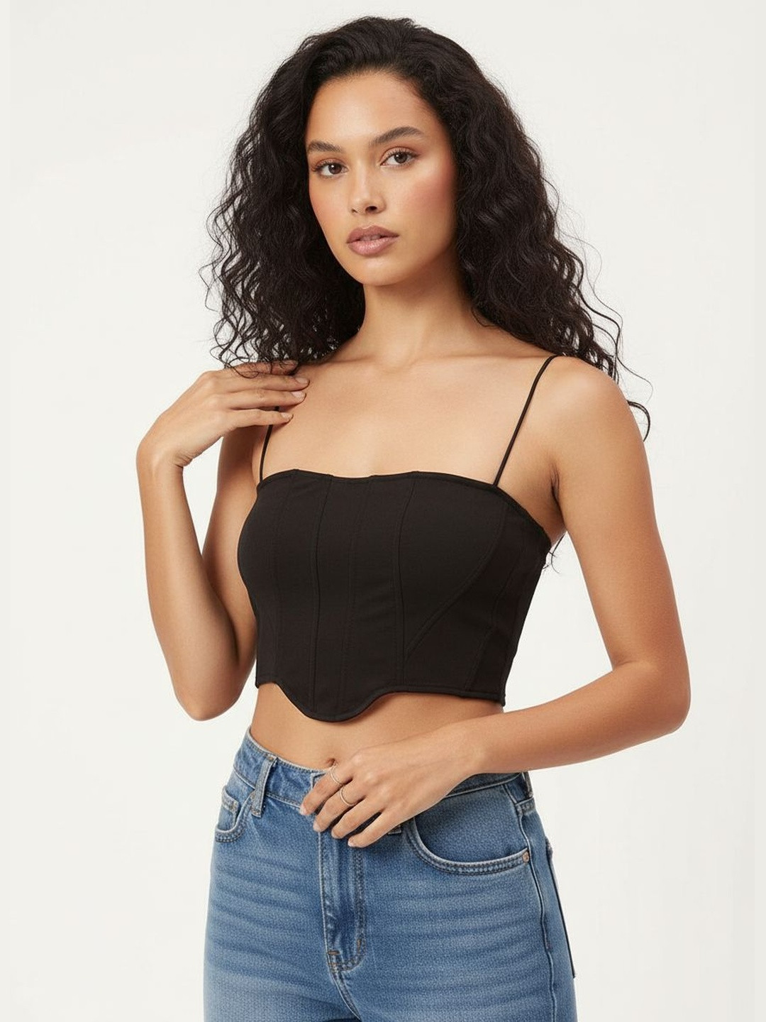 DressBerry Diva Down Strappy Corset Crop Top