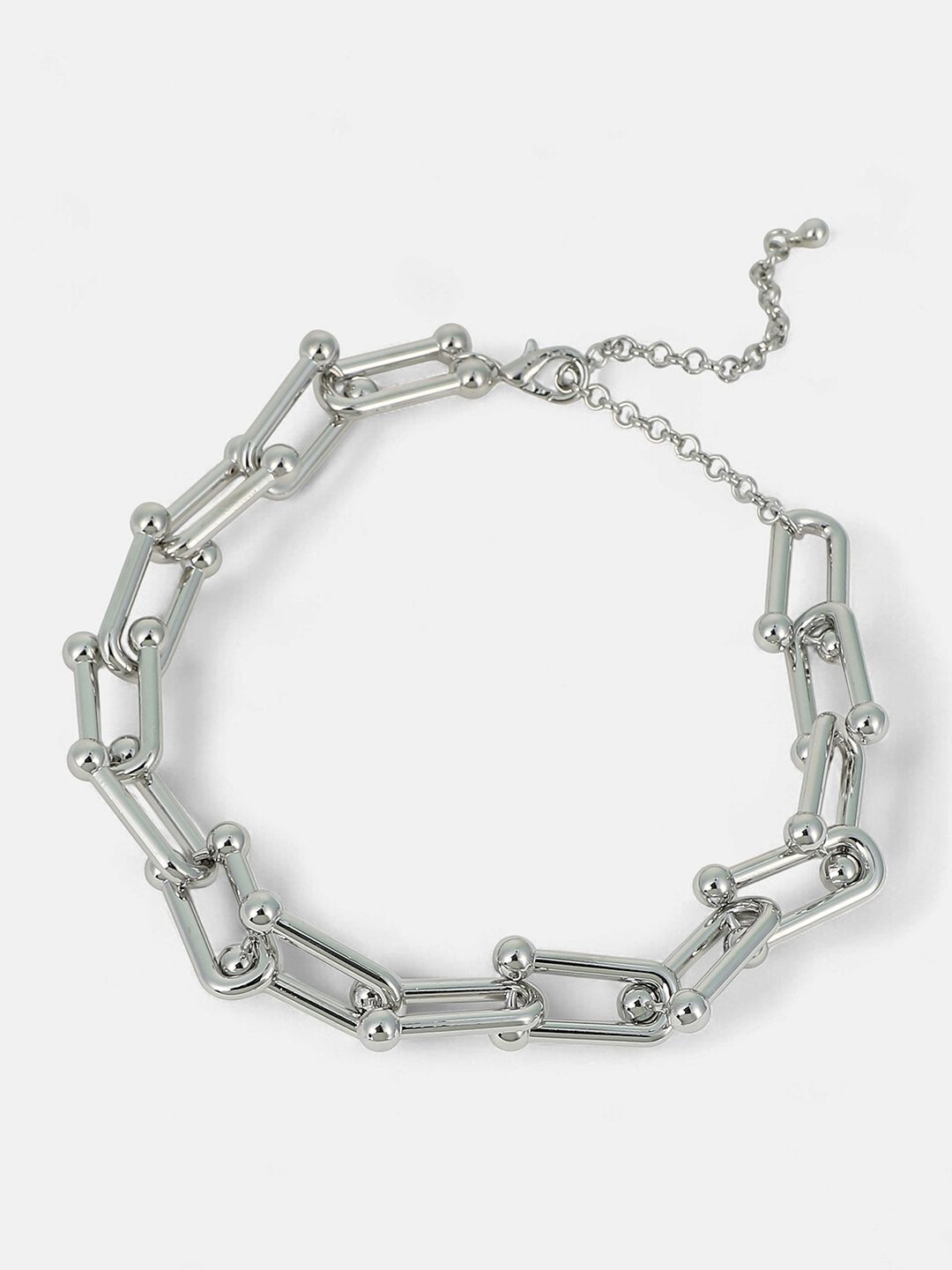 SOHI Set Of 2 Silver-Plated Chunky & Link Statement Necklaces