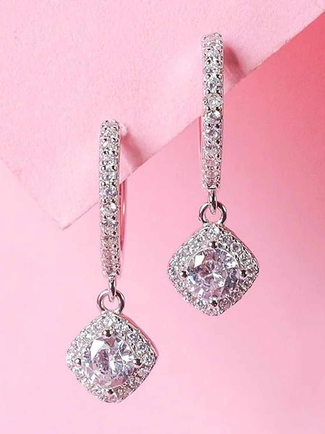 ANJ JEWELS Cushion Cut Drop Bali Earrings