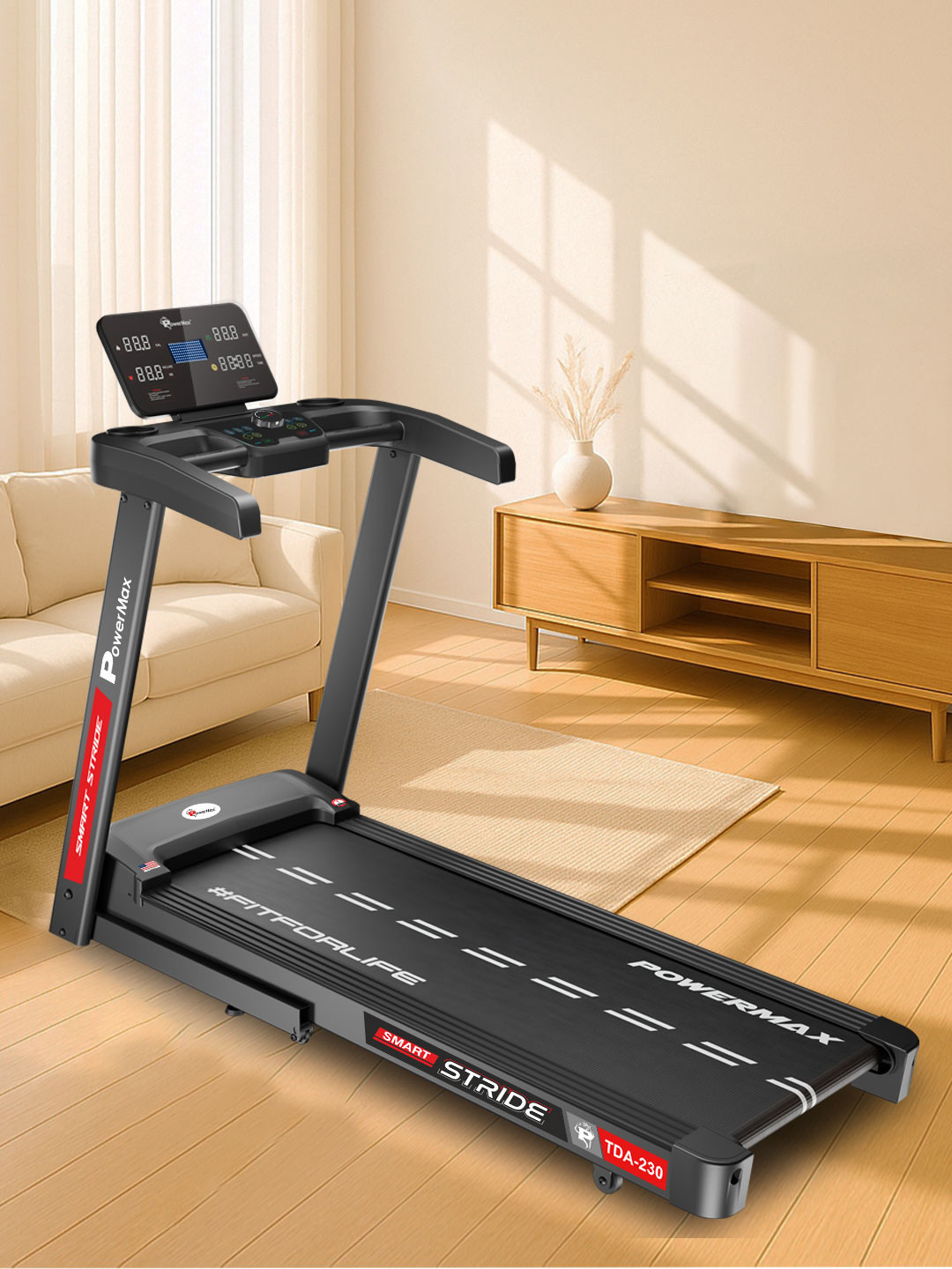 PowerMax Fitness TDA-230 Motorised Foldable Treadmill 4HP Peak DC Motor Auto Incline