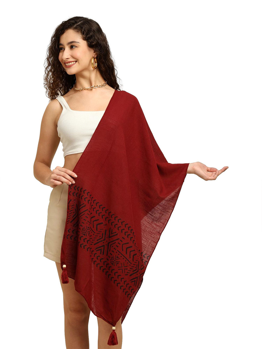 GALE GIRLS Women Printed Scarf with Tassels