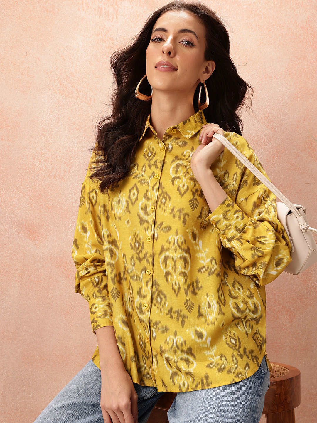 Routes by All About You Tailored Fit Ikat Print Casual Shirt