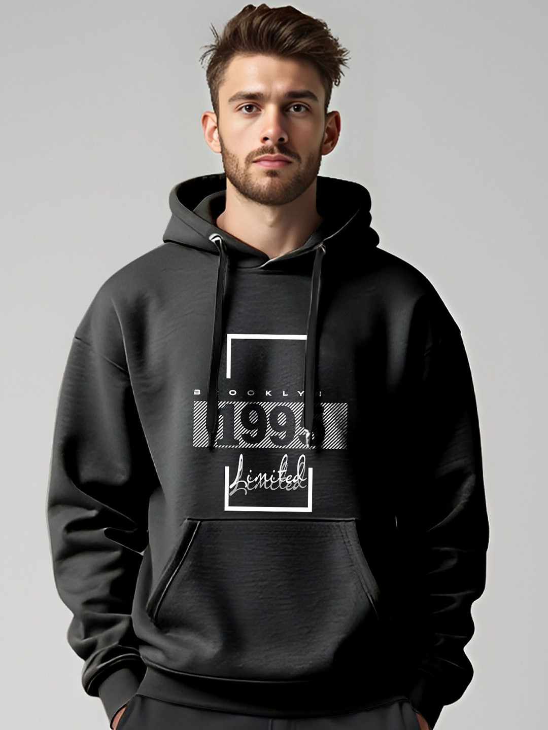 AUSK Men Printed Full Sleeve Hooded Sweartshirt