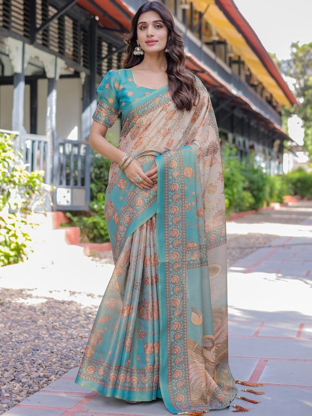 MAHARANI COUTURE Digital Printed Pure Cotton Jamdani Saree