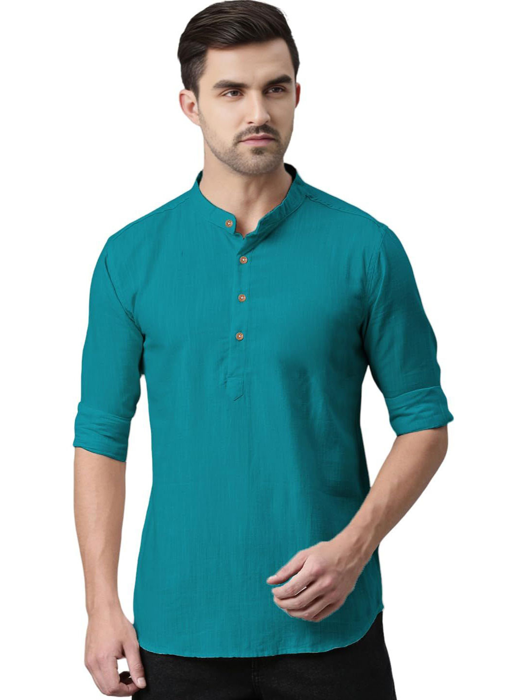 DOM Mandarin Collar Slim Fit Straight Kurta