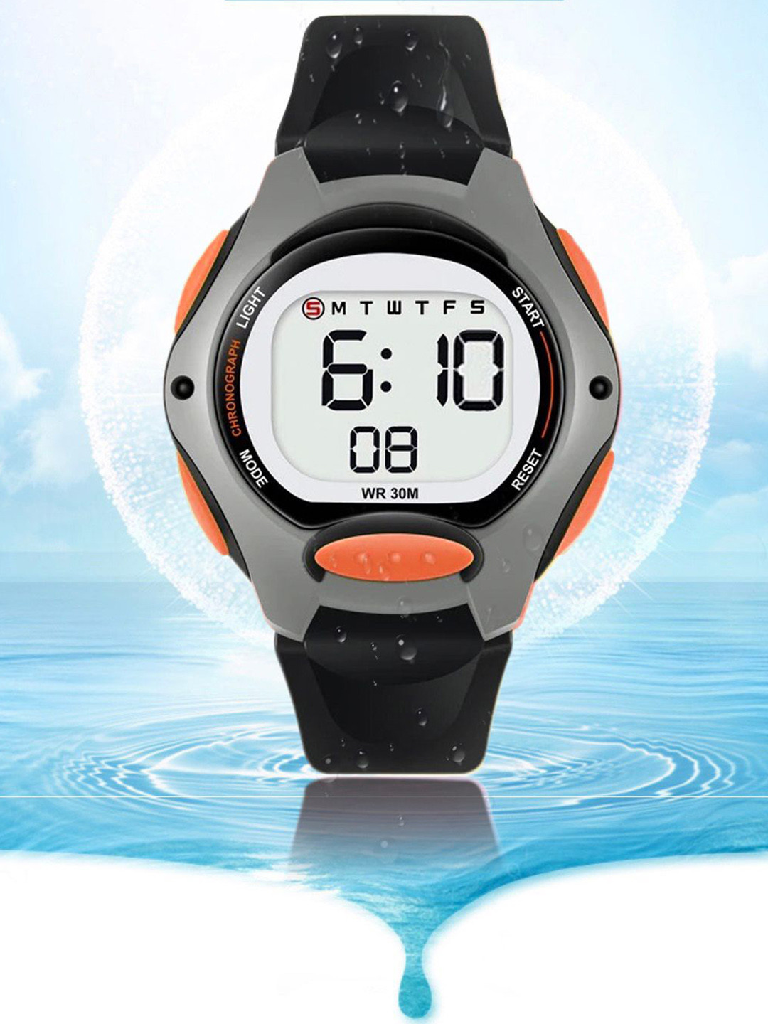 KIDSUN Kids Round Dial & Straps Digital Multi Function Watch 8001_BLACK_YELLOW