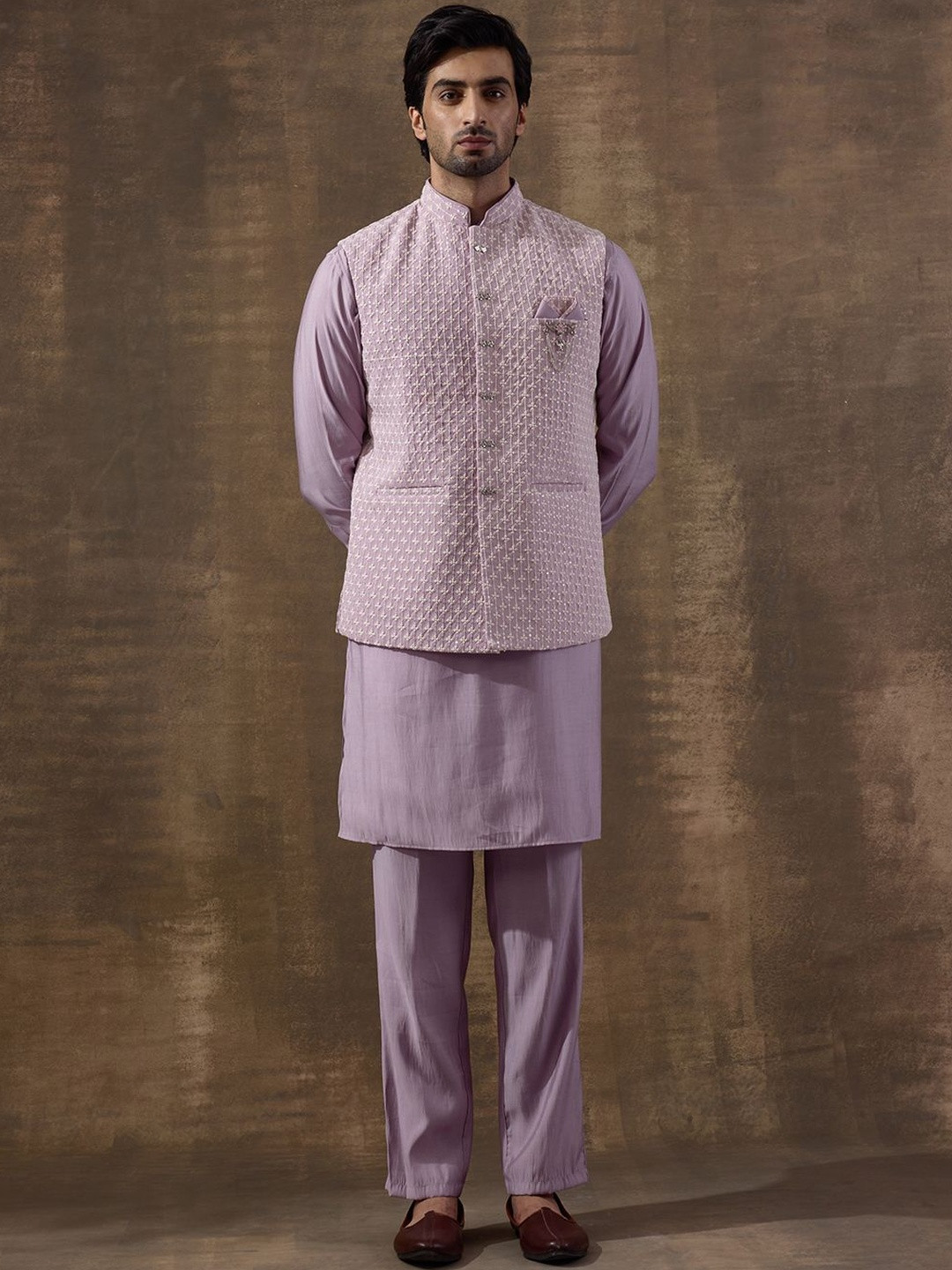 Satwaa Men Kurta Set With Chikankari Nehru jacket