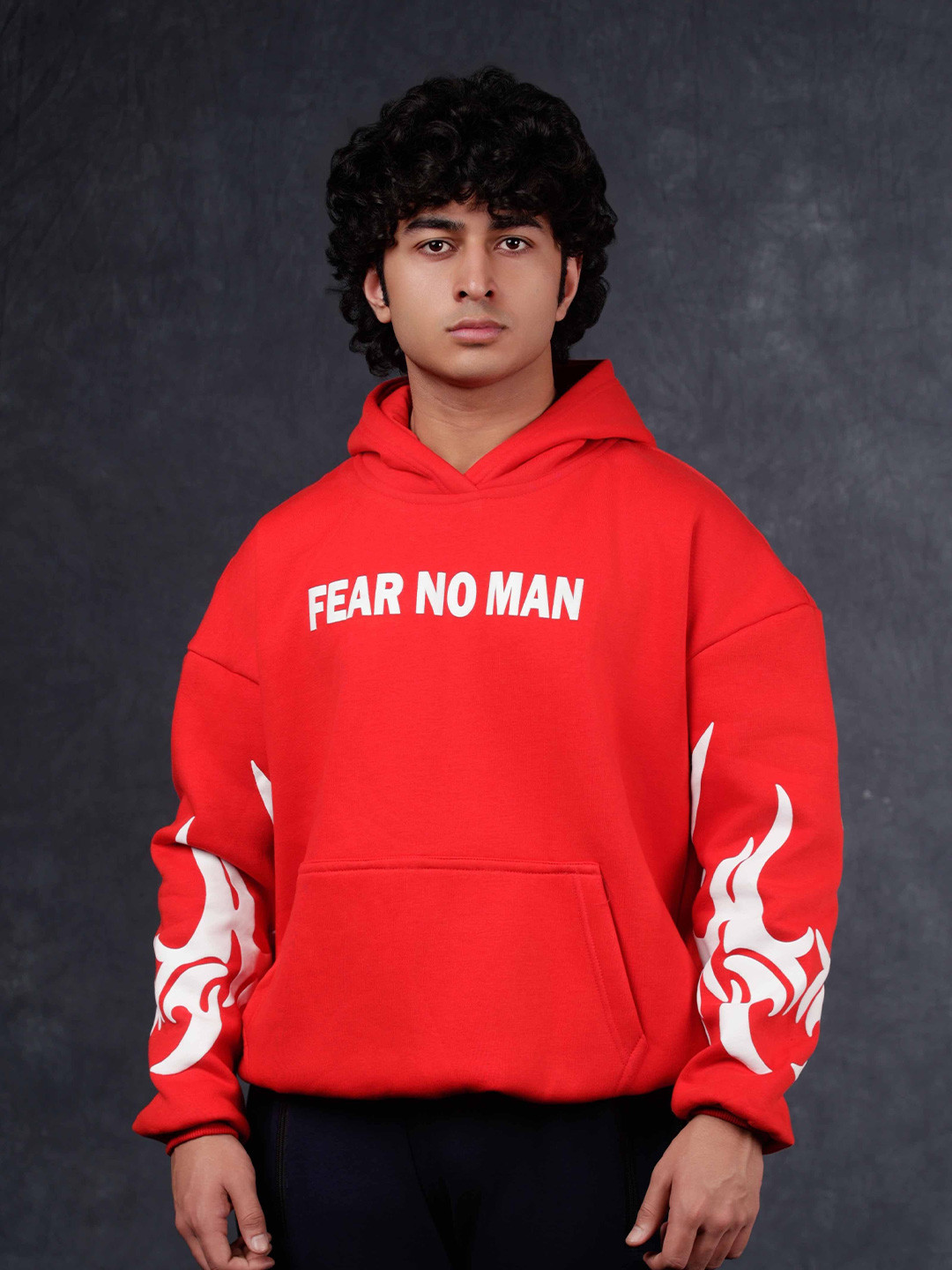 Fear No Man Men's Graphic Printed Hooded Sweatshirt